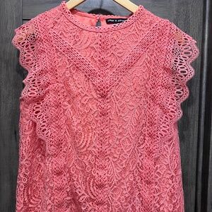 Cable & Gauge Coral Lace Top